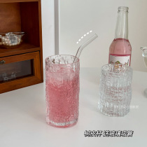 Free straw~ ins bark pattern glass niche Japanese wine glass fresh and high-value juice milk cup