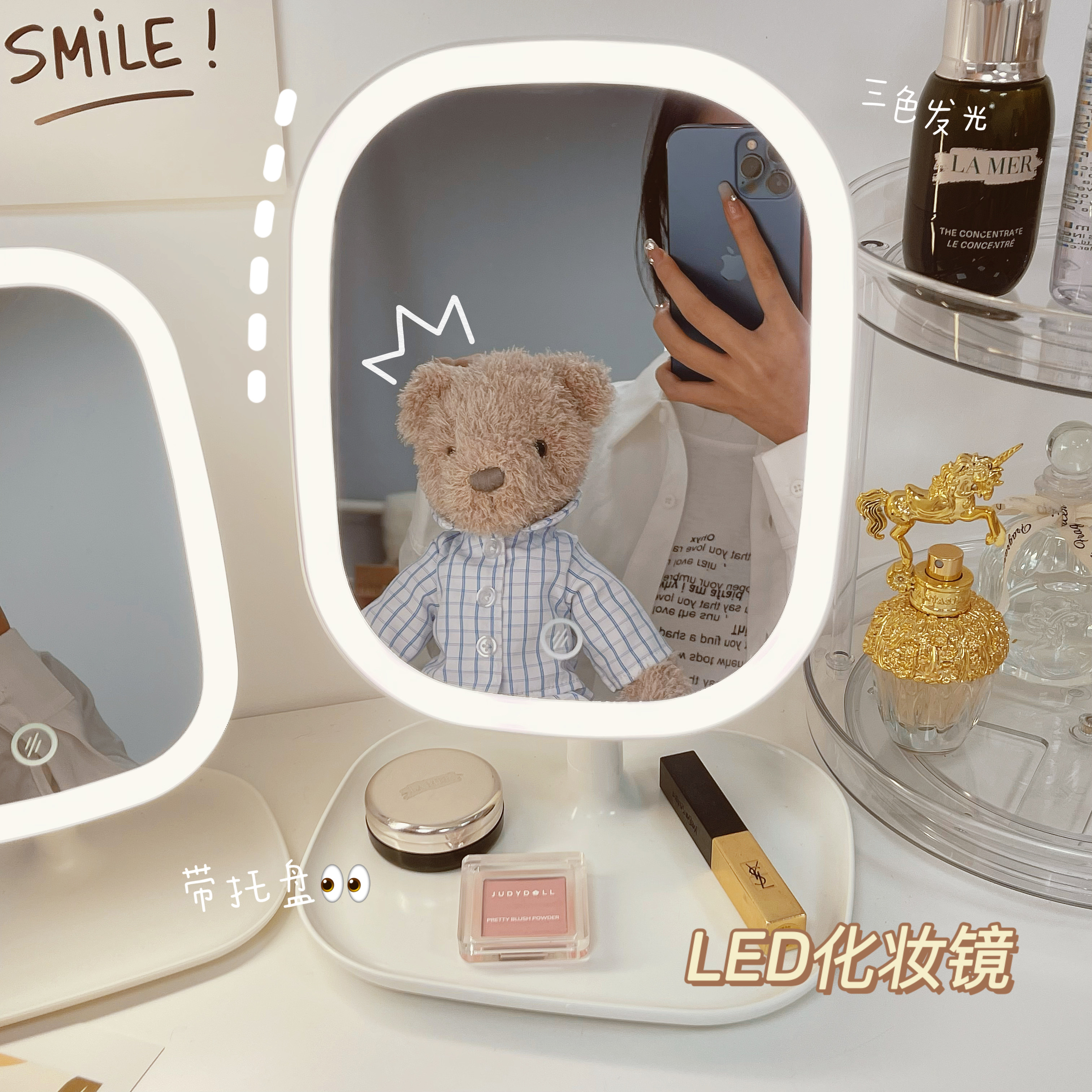 Led with lamp ~ tonic light make-up mirror Student Dormitory Desktop Desktop can incorporate dimming charge Makeup Mirror
