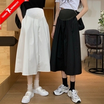 Maternity wear summer skirt casual slimming belly-supporting skirt mid-length a-line skirt Yamamoto high-waisted maternity skirt