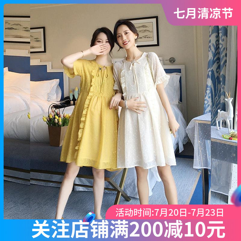 Maternity dress thin section sweet spicy mother foreign style personality small fresh cool super fairy quality maternity dress summer fairy