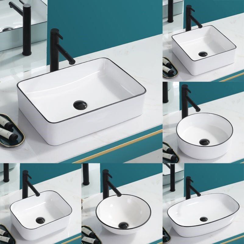 Nordic Table Basin Single Sink Home Square Round Wash Basin Ceramic Black Washbasin Pool Makeup room Balcony Face Basin