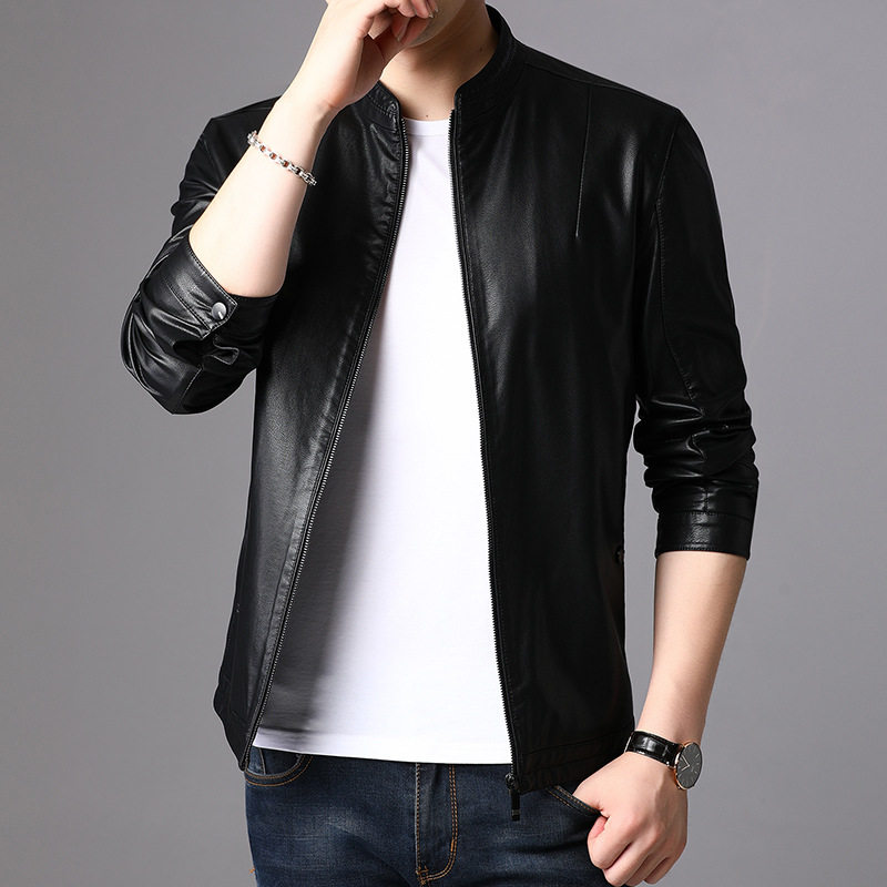 2022 Spring Autumn Season New Men's Clothing Casual PU Middle-aged Men's Leather Jacket Jacket Dad 30 30 40 50 50 Old
