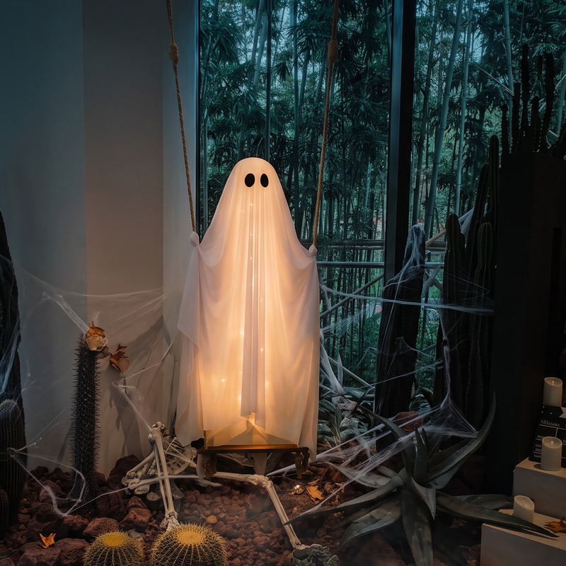 Halloween Themed Decorations, Glowing Ghost Pendants, Holiday Party Decorations, Bar and Shop Atmosphere Decoration Props