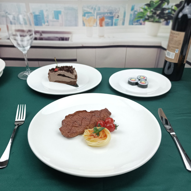 Western-Style Plate, White Steak Plate, Flat Plate, 10-Inch, 12-Inch, Household Ceramic Plate, Presentation Plate, Hotel Commercial Use Western-Style Plate, White Steak Plate, Flat Plate, 10-Inch, 12-Inch, Household Ceramic Plate, Presentation Plate, Hotel Commercial Use