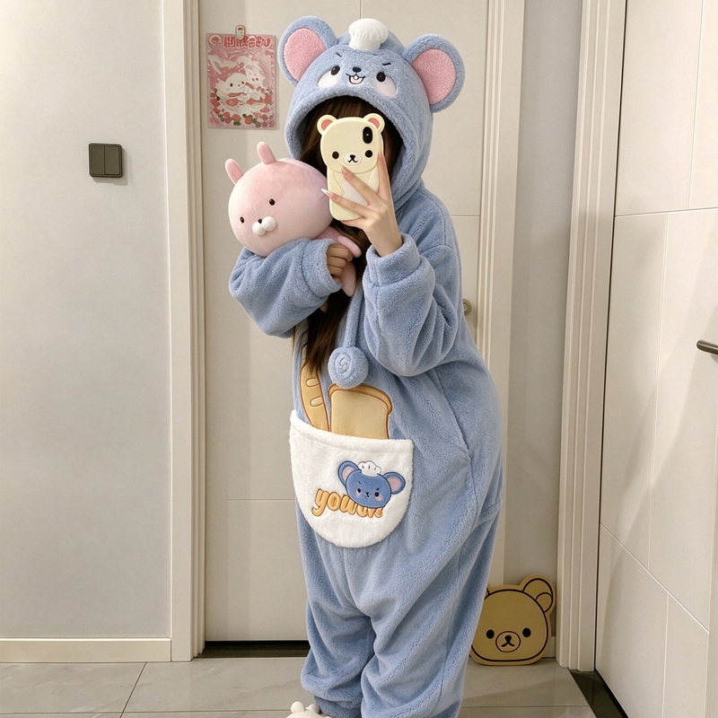 Ratatouille Pajamas for Women, Winter Coral Fleece Couple Onesie, Cartoon Quirky Sleepwear for Men, Thickened Plus Size All-In-One Ratatouille Pajamas for Women, Winter Coral Fleece Couple Onesie, Cartoon Quirky Sleepwear for Men, Thickened Plus Size All-In-One
