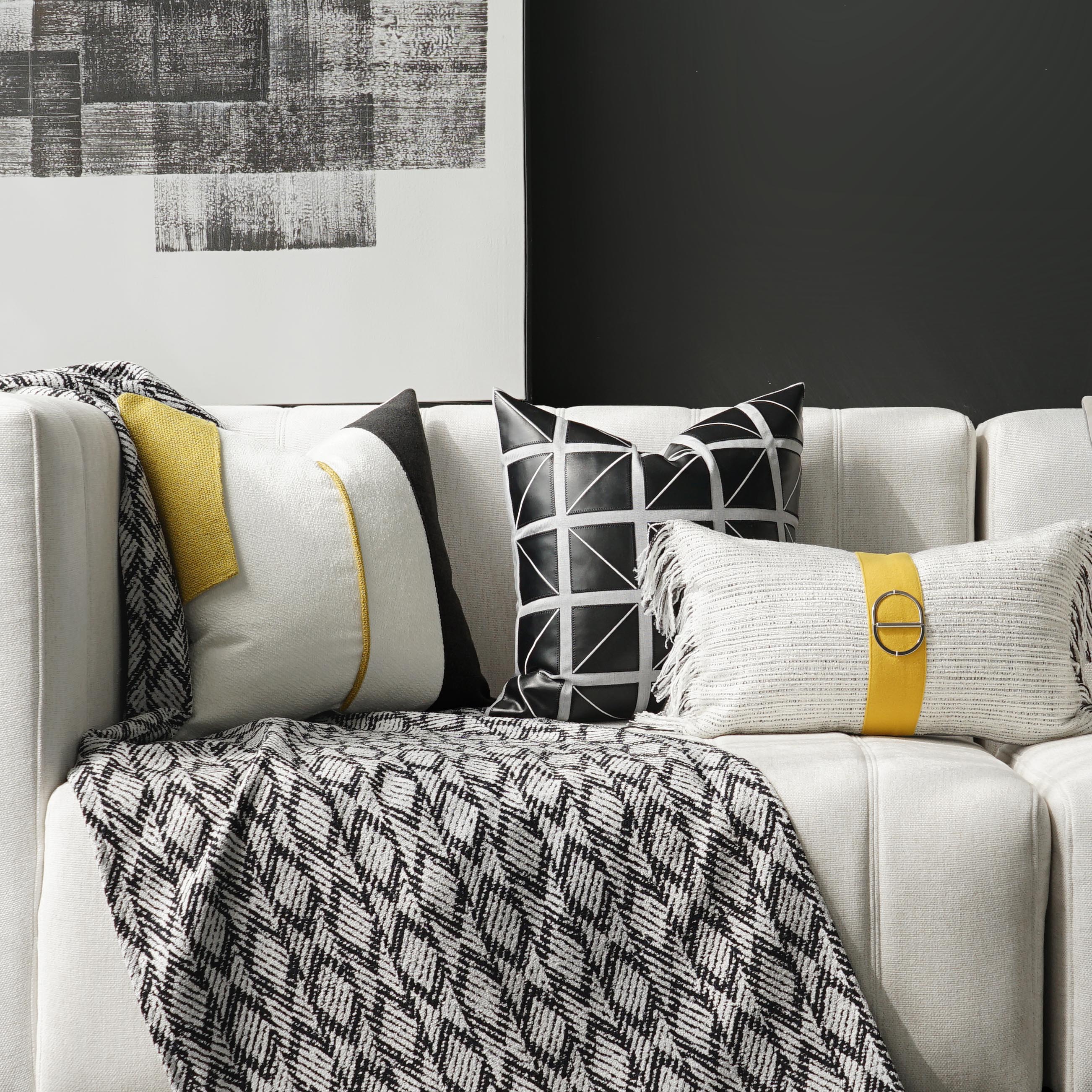 Simple and modern light luxury light gray yellow living room sofa pillow cushion model room cushion car club bag