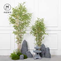 New Chinese simulation bamboo indoor potted plant Zen simulation plant landscaping large fake bamboo green plant landscape decoration