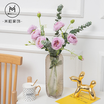Rice Demon Ji simulation rose Camellia floral set living room decoration flower multi-headed rose simulation fake flower wedding flower