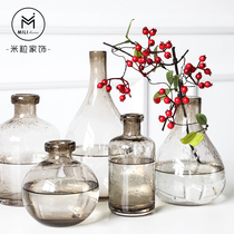 Small glassware Vase Flower vase Nordic bubble glass small vase Small mouth glass bottle Plug-in Japanese fresh