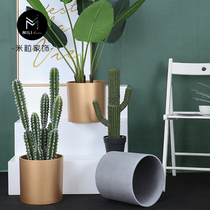 Nordic gold FRP flower pot Modern living room net safflower basin Metal floor-to-ceiling large flower bird of paradise planting basin