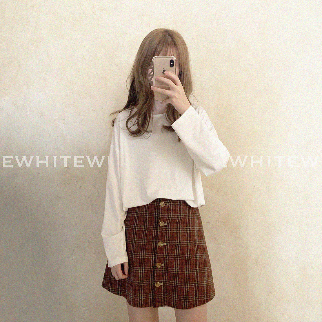 Odale White Loose Little Window Roll Roll T - shirt W