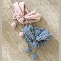 Soft cotton lamb cashmere retro cute girl bear ear hooded fake collar W