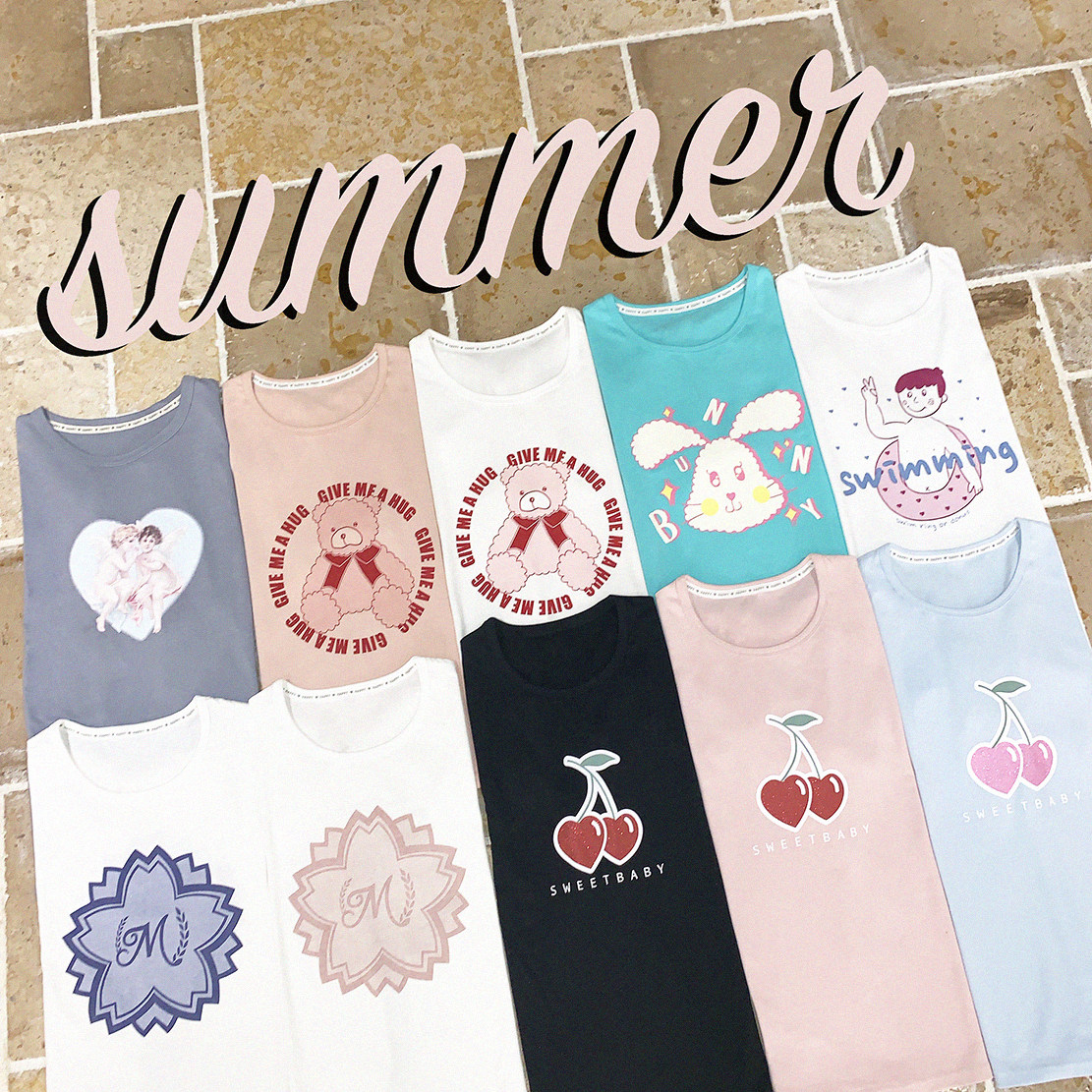 Original Print White Black Pink Blue Green Short Sleeve T-Shirt U