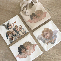 Sports net eye cloth retro oil painting Angels Ancient with a white short sleeve T-shirt H