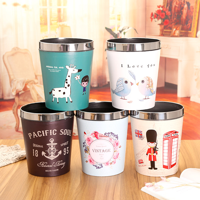 Nordic trash can household creative living room kitchen cartoon cute girl bedroom high-grade simple office paper basket