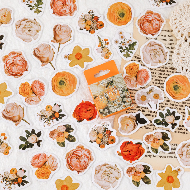 Strangeness ink cartridge clothing sticker Rosary with daisy retro ancient flowers monthly hand account diary Decorative Adhesive Sticker