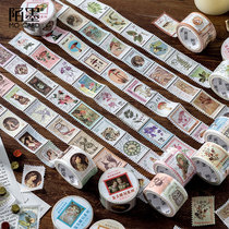 Mo Mo stamp ticket type die-cut paper tape retro Post Office Europe and the European classical figure plant Mu Xia hand account decoration