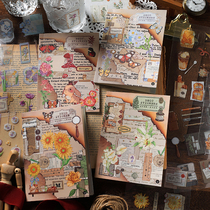 infeel me old dream new love PET sticker book retro literary green plant flower bread hand account decoration sticker