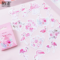 Mo ink box sticker pink flamingo girl heart diary hand account item decoration self-adhesive sealing sticker