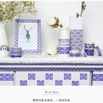 Letter of lovers blue and white porcelain and paper tape Chinese style classical pattern DIY hand account diary life decoration tape