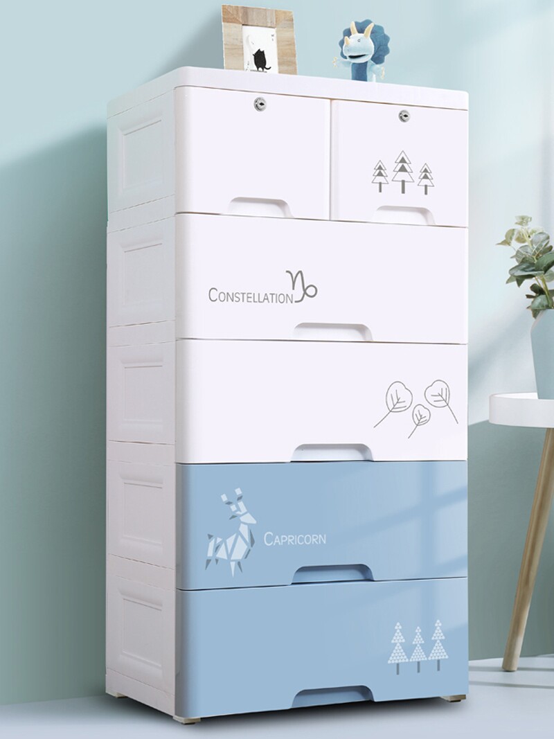 Thickened plastic drawer storage cabinet Multi-layer children's baby wardrobe toy box finishing box Bedroom storage cabinet