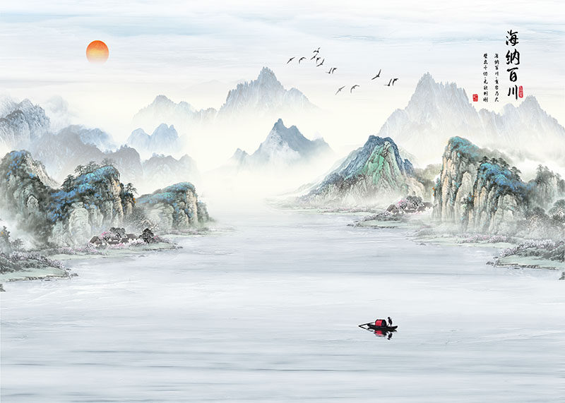 背景墙新中式山水