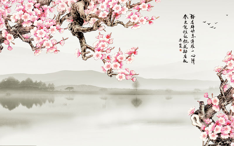 新中式复古山水花