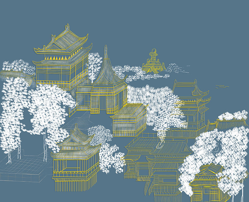 背景墙新中式金色