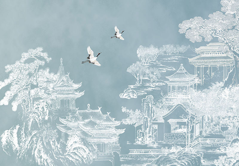 背景墙新中式阁楼