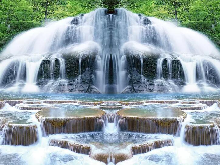 山水瀑布流水生财
