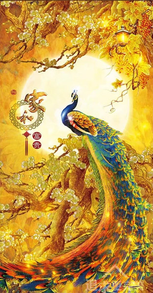 新中式孔雀玄关背