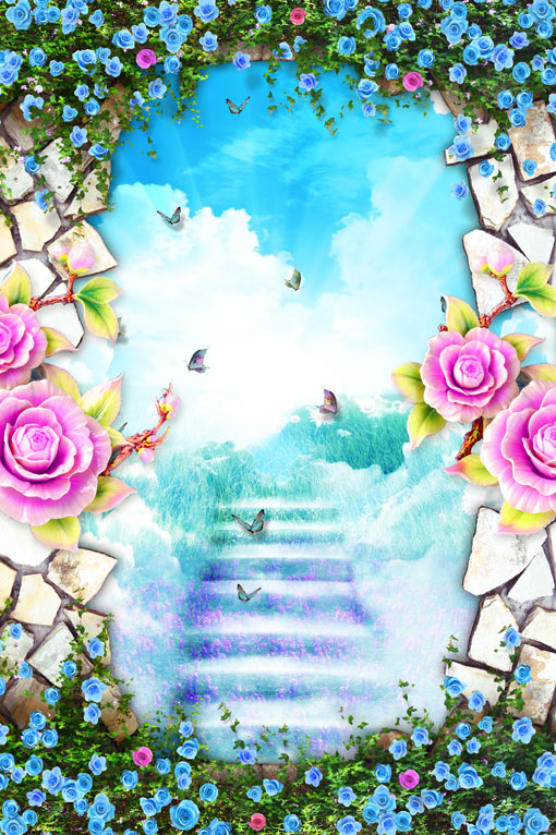 蓝色梦幻玫瑰背景
