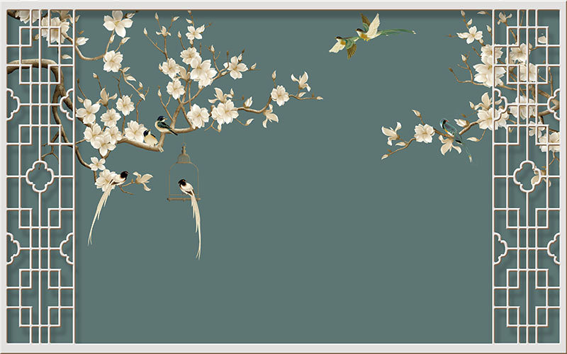 玉兰花背景墙_背