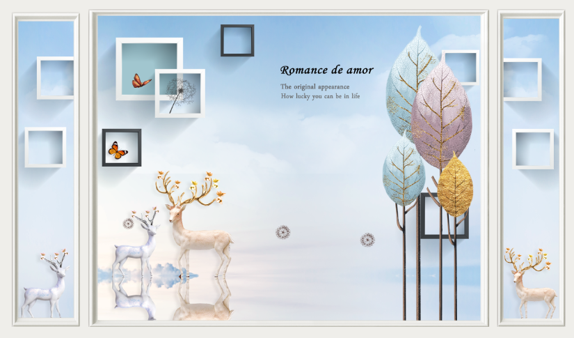 现代简约背景墙五