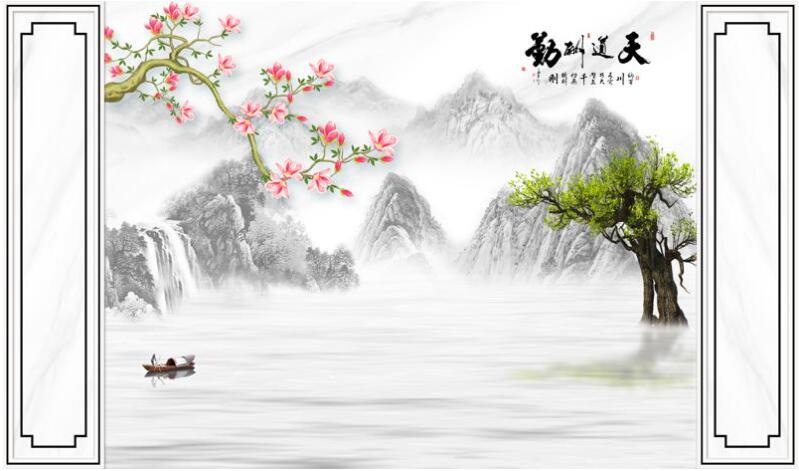 新中式水墨山水梅