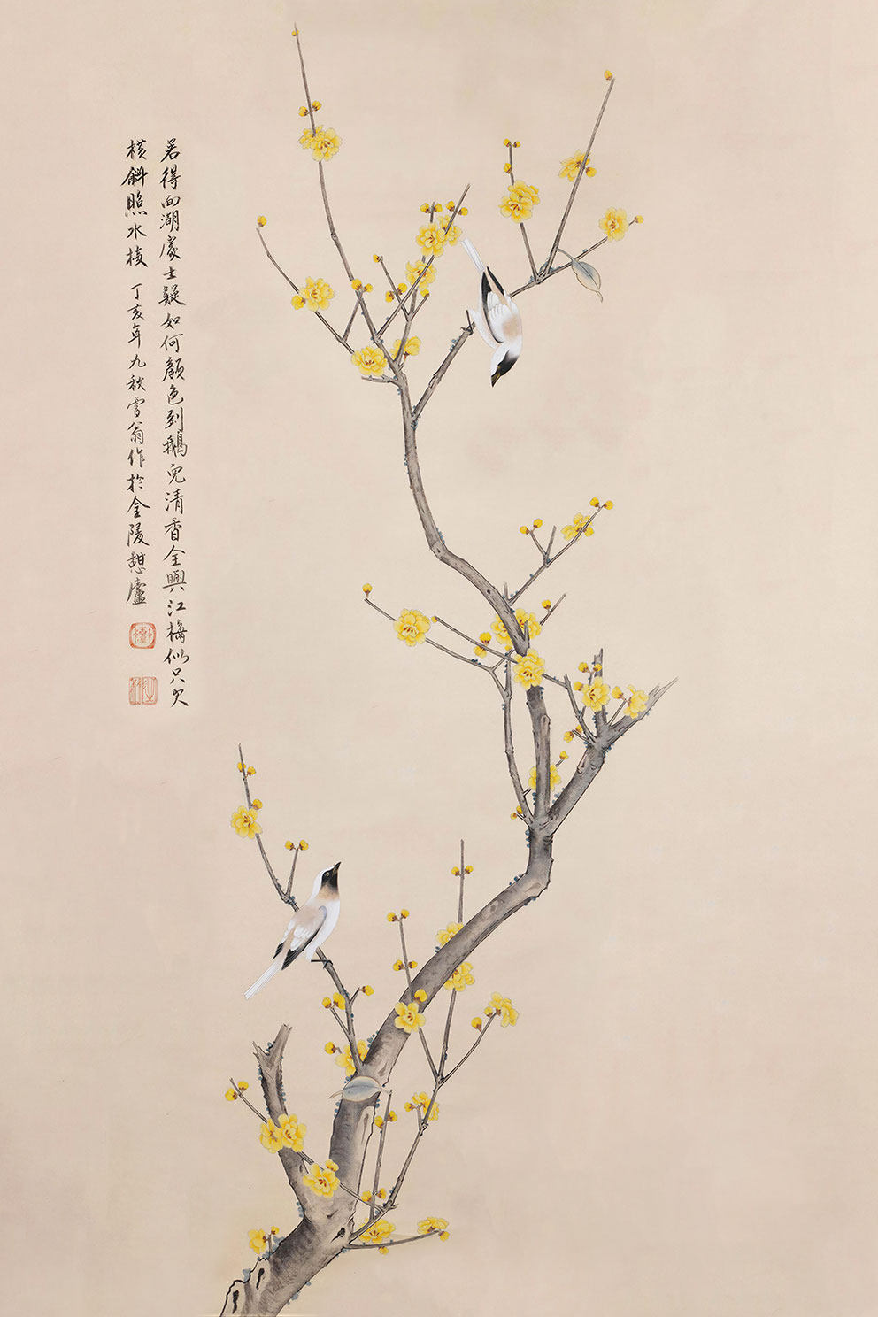 新中式玄关花鸟黄