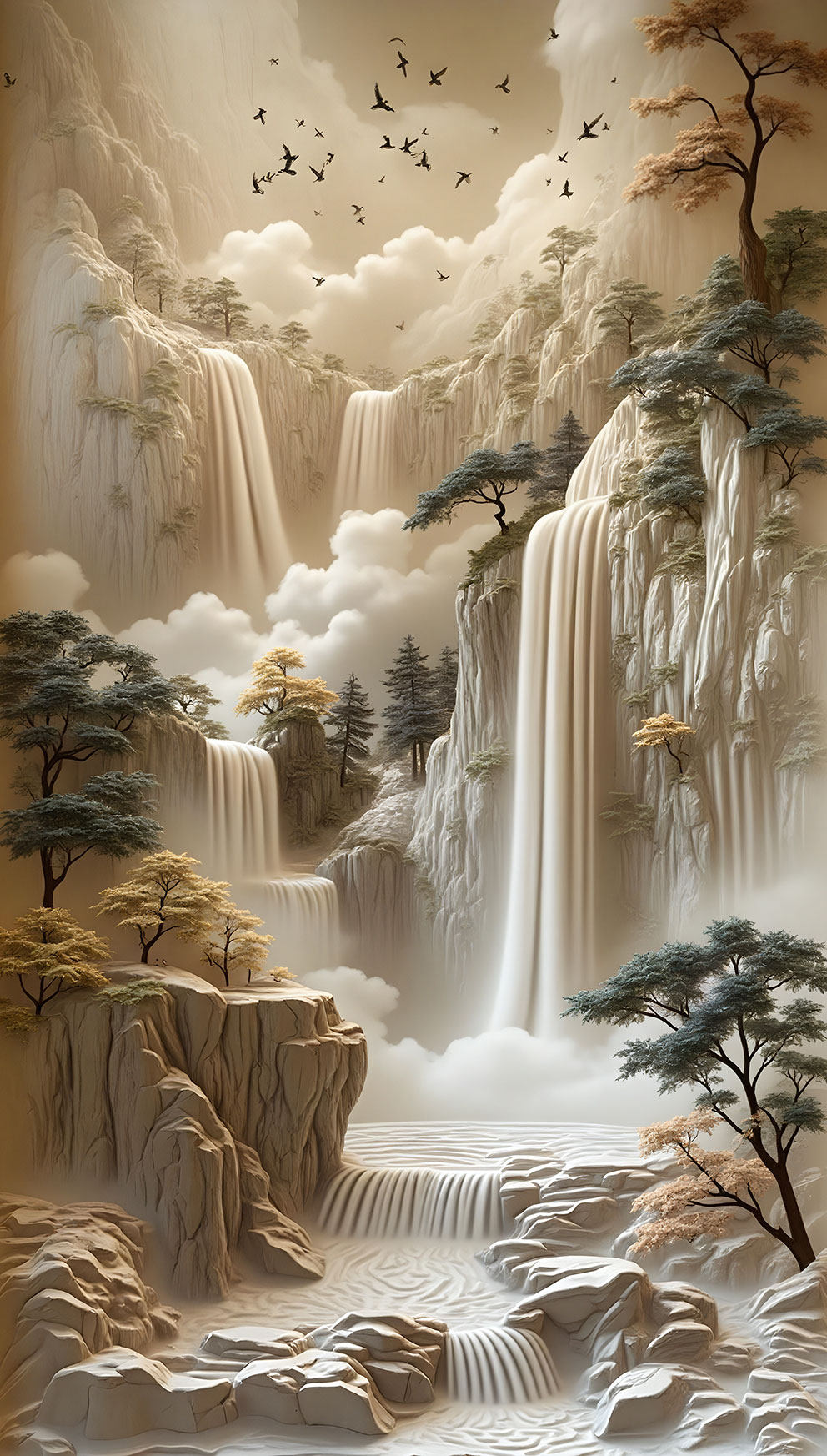 现代简约玄关瀑布