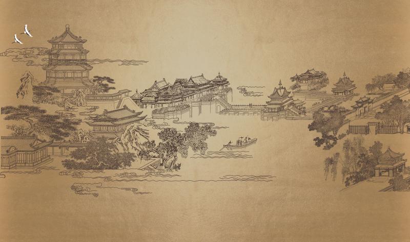 新中式复古山水阁