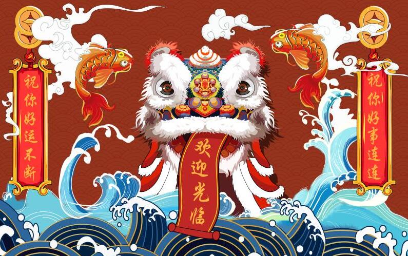 国潮风狮子欢迎光