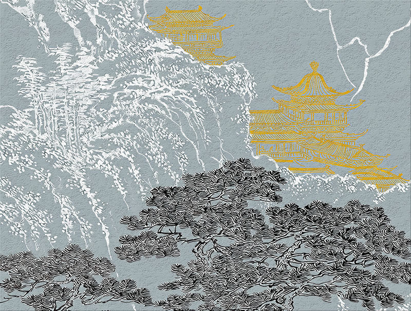 背景墙新中式金色