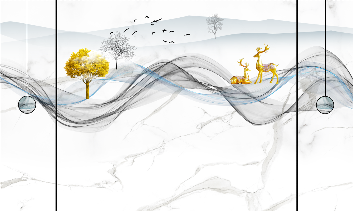 现代简约格栅大理