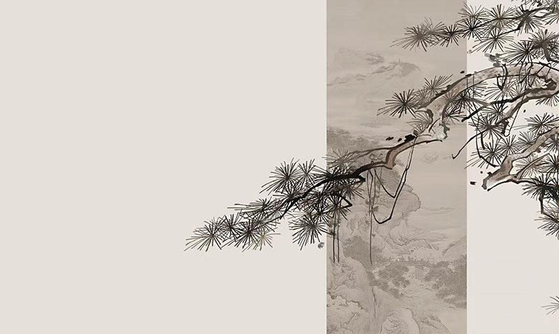 新中式背景墙松鹤