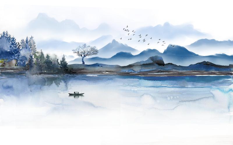 中式抽象水墨山水