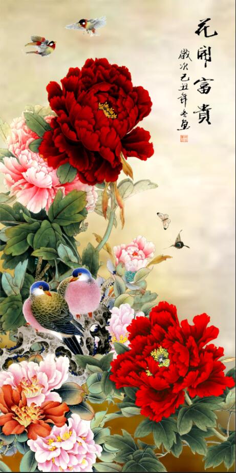 新中式牡丹花开富