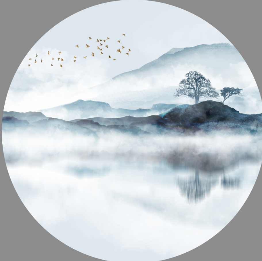 新中式圆形山水装
