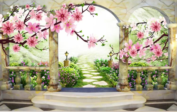 3D立体桃花风景