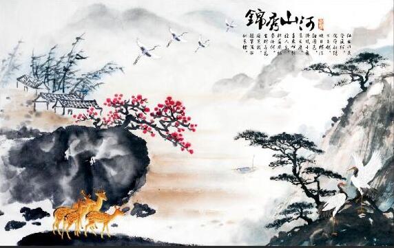 中国风水墨厅电视