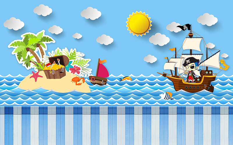 卡通海洋航海海盗