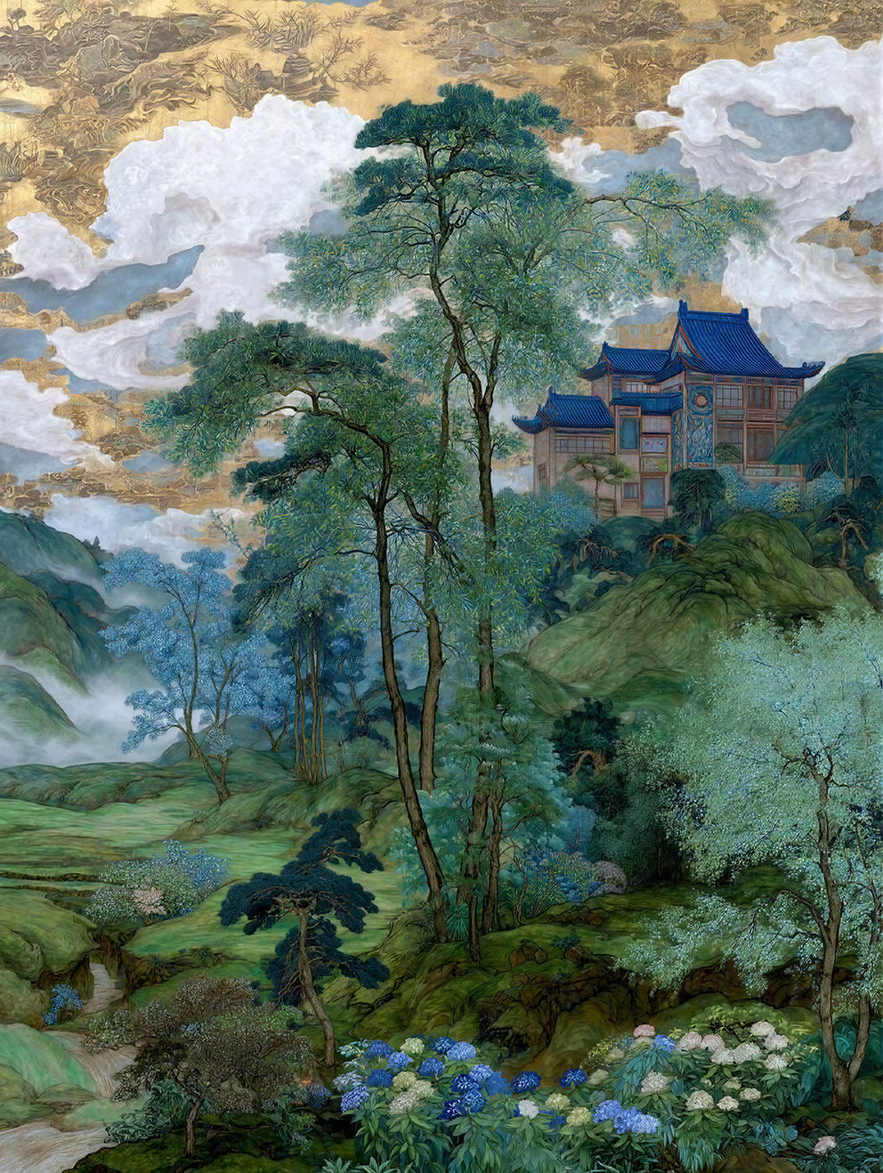 新中式彩色复古阁