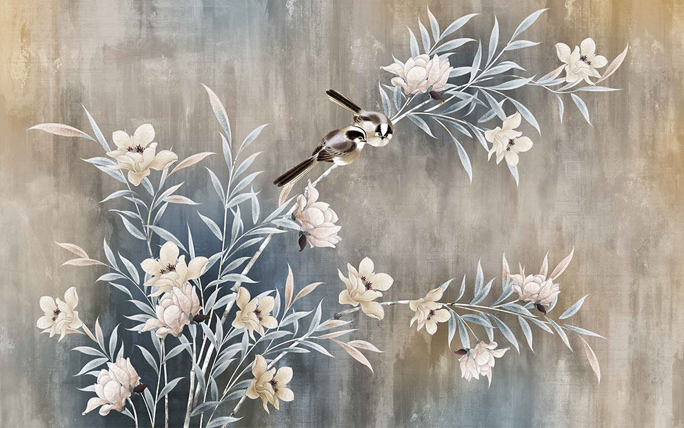 现代简约背景墙花